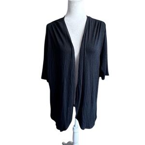 Ing Black Open-Front Sweater Lace Back Made in USA SZ 2X